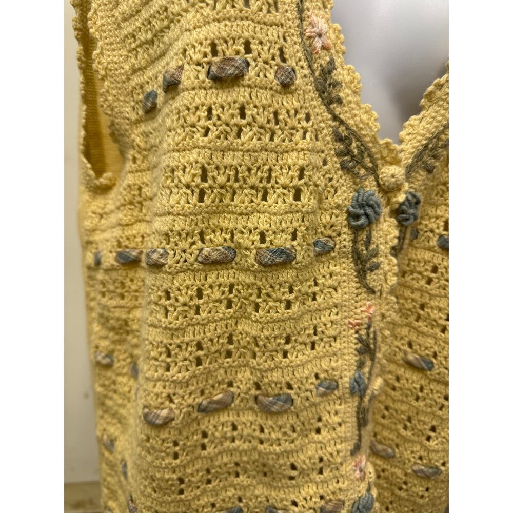 VTG Koret Francisca Sweater Vest Womens M/L Open Knit Button Front Sleeveless - Picture 5 of 5